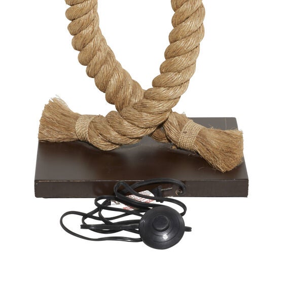 Brown Jute Rope And Iron Rustic Floor Lamp, , alternate image number null