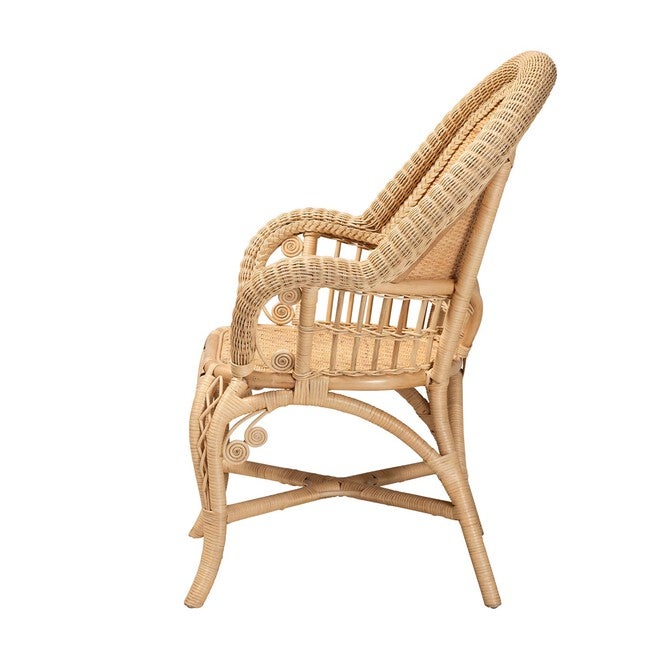 Ratu Modern Bohemian Natural Brown Rattan Accent Chair, , alternate image number 2
