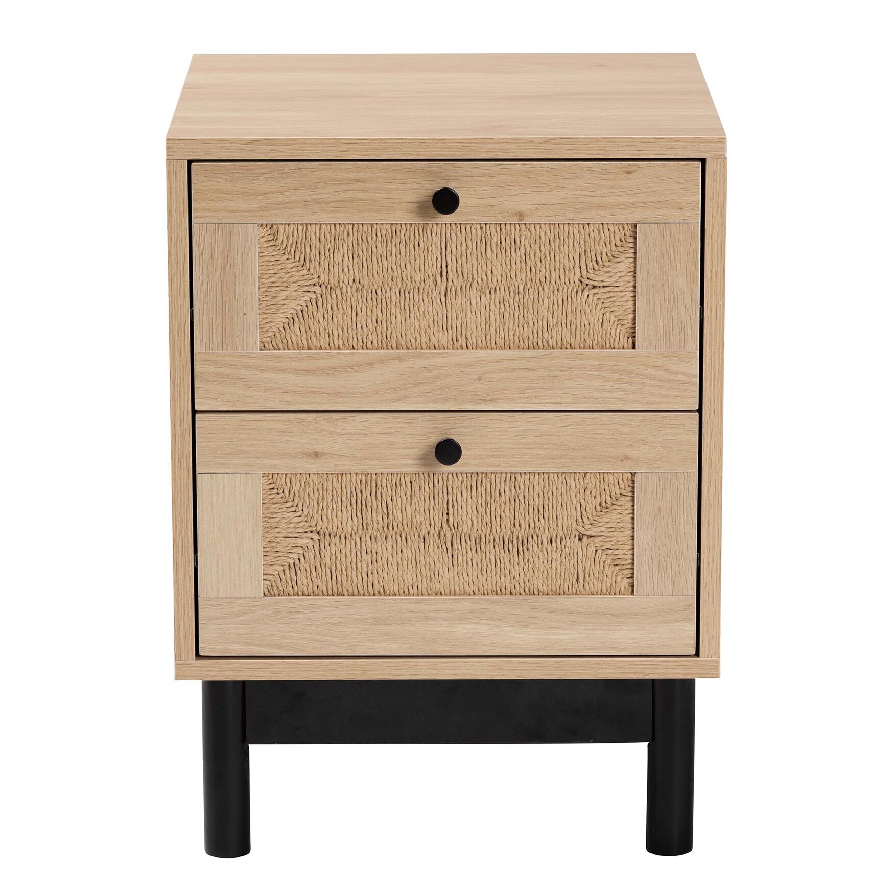 Cherelle Mid-Century Modern Light Brown And Black 2-Drawer End Table, , alternate image number 2
