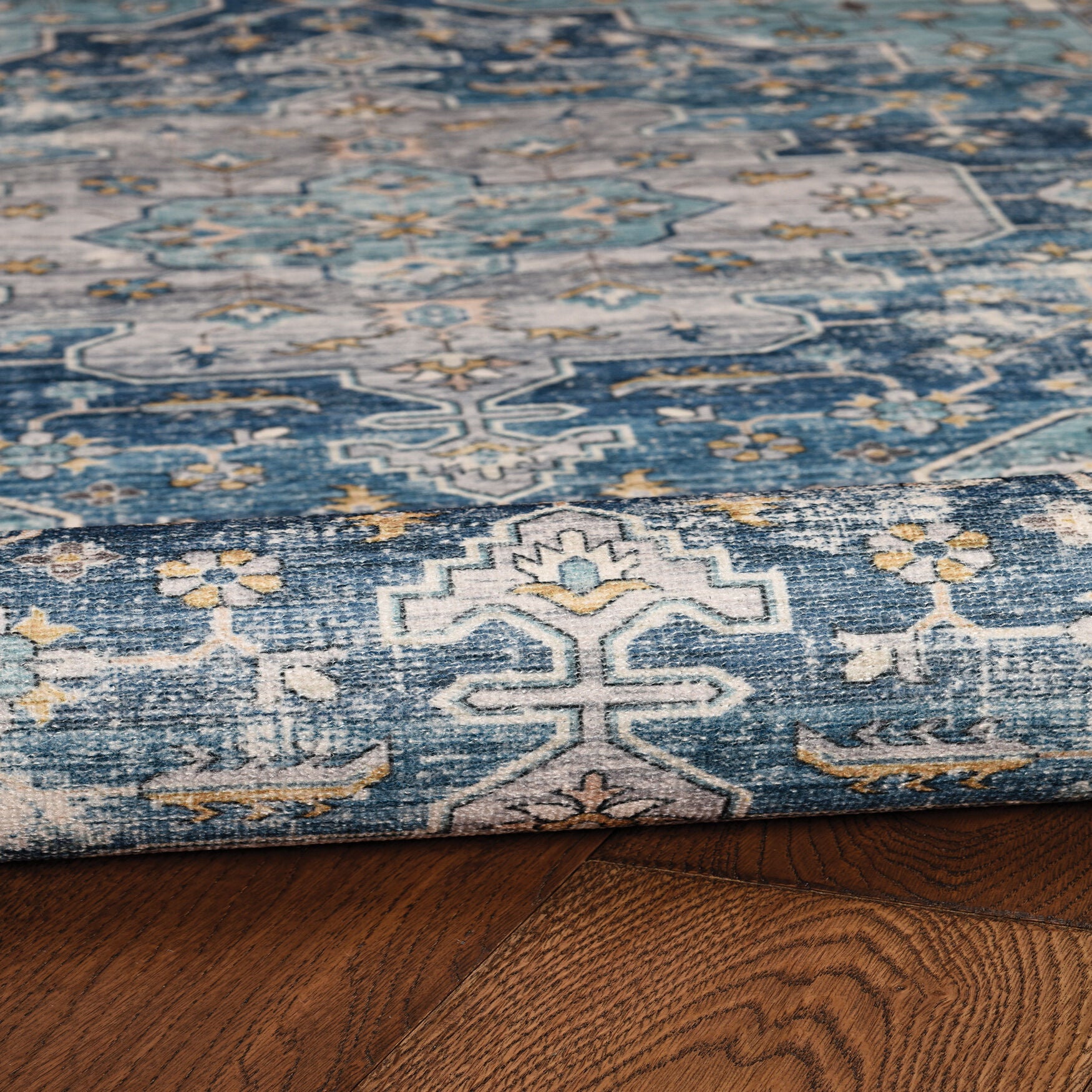 Washable Sariah Teal/Ivory Rug, , alternate image number 3