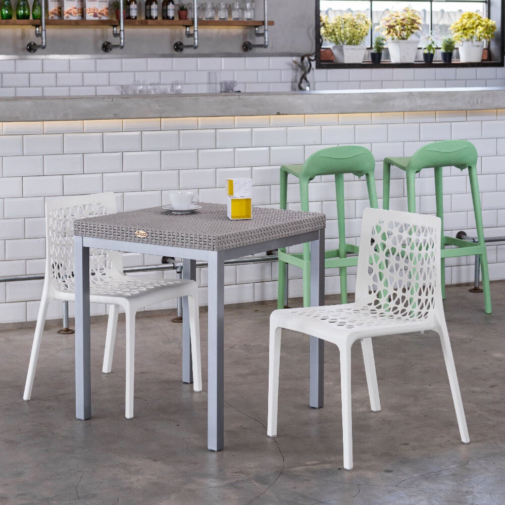 Set of 4 Milan Stackable Outdoor Dining Chairs, TAUPE, alternate image number 5