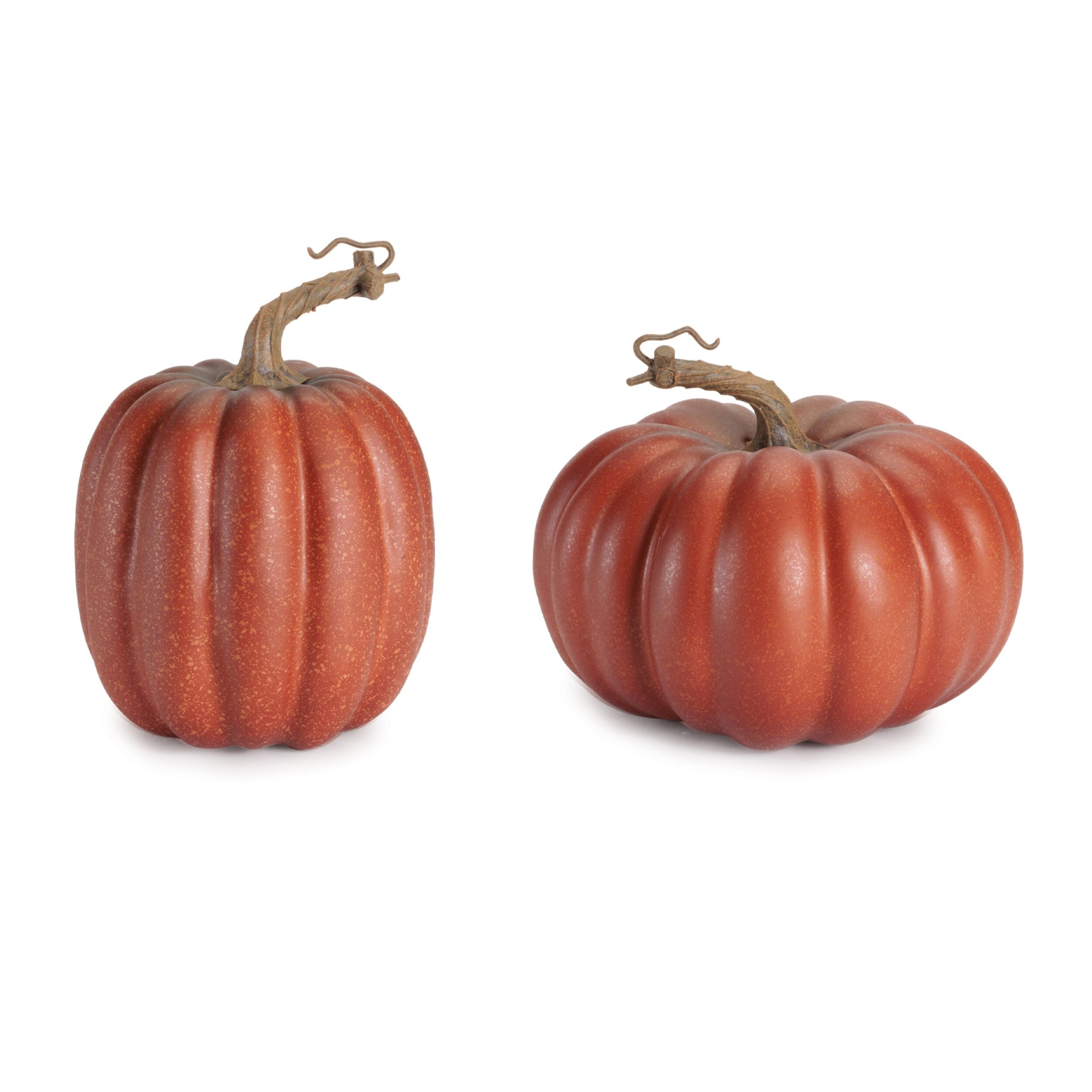 Rustic Ribbed Decorative Pumpkins (Set of 2), ORANGE, hi-res image number 0