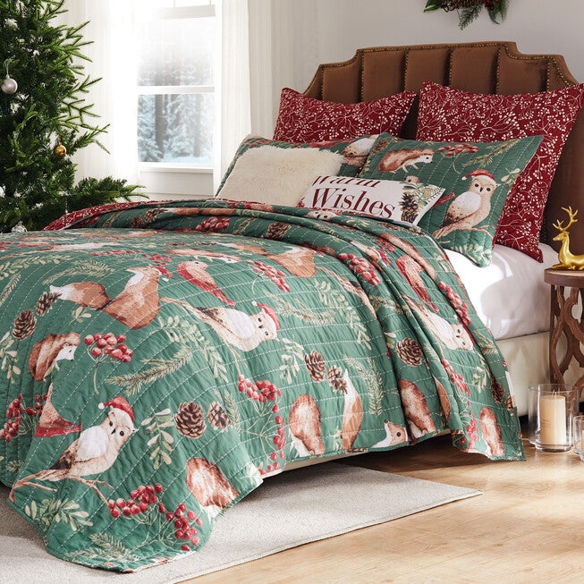 Willow Novelty Forest Friends Quilt Set, Holiday, 3-Piece , HOLIDAY, hi-res image number 0