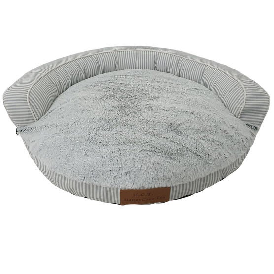 Stripe Printing poly-cotton bolster with detachable faux fur cushion Medium Size, , on-hover image number null