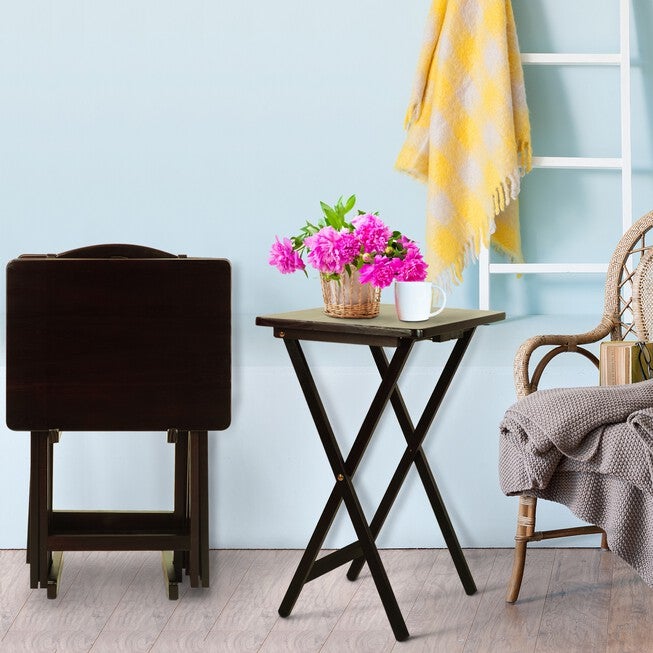 5pcs Tray Table Set-Espresso, , alternate image number null