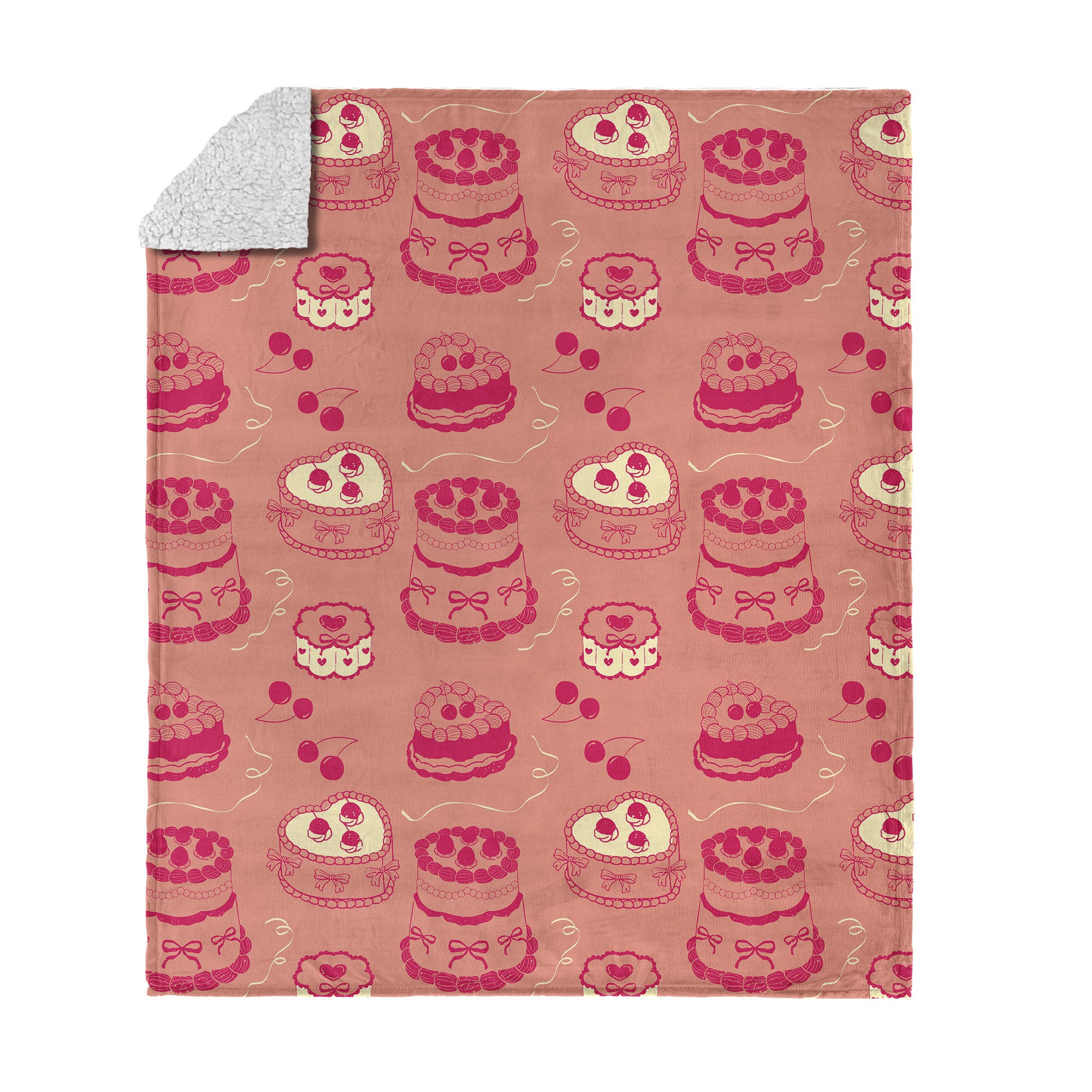 Valentine's Day V-Day Cakes Silk Touch Sherpa Throw Blanket 50x60 Inches, VDAY CAKES, hi-res image number 0