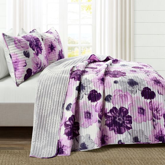 Lush Décor Leah Quilt Blue 3Pc Set, , alternate image number null