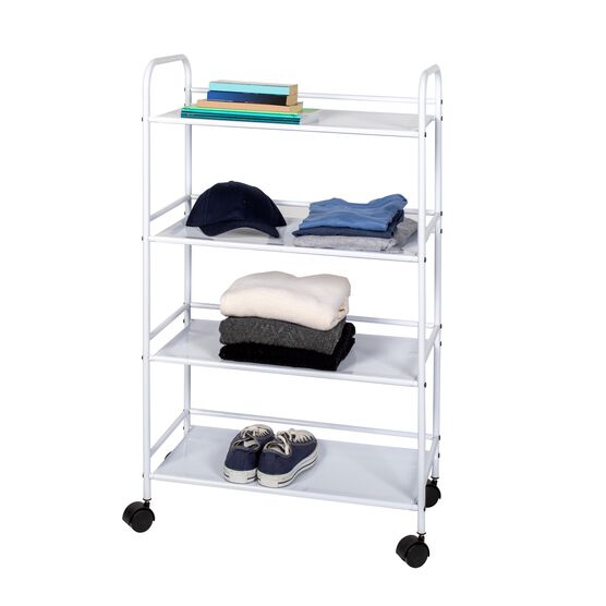 4 Tier Metal Cart With Wheels, White, , alternate image number null