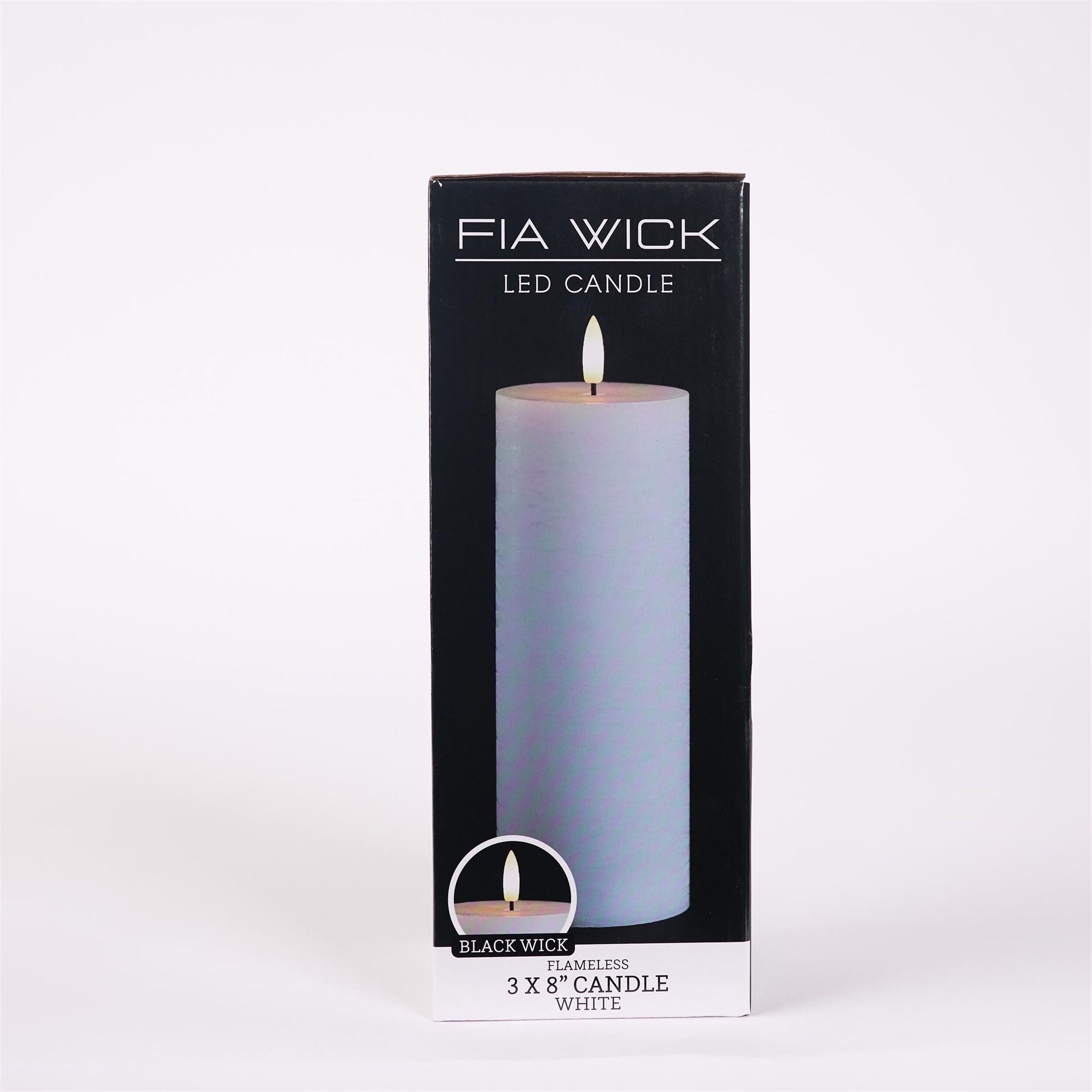 FIA Wick White Pillar Candle Set of 2, WHITE, alternate image number 1