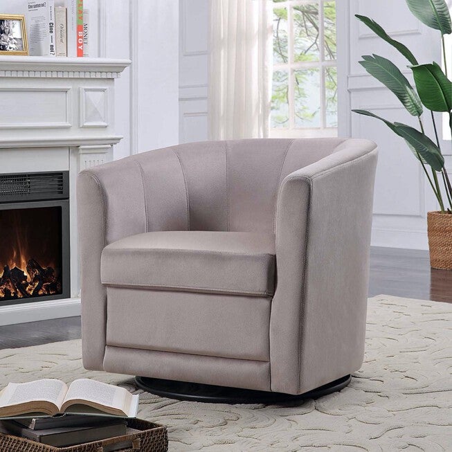 Kappa Velvet Upholstered Swivel Accent Chair, Taupe, TAUPE VELVET, hi-res image number 0