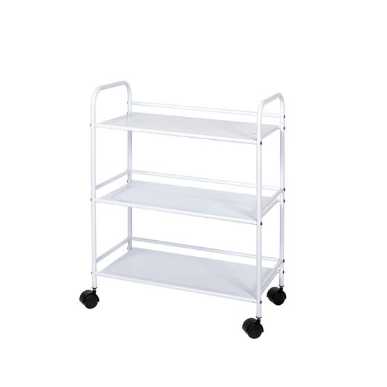 3 Tier Metal Cart With Wheels, Black, WHITE, hi-res image number null