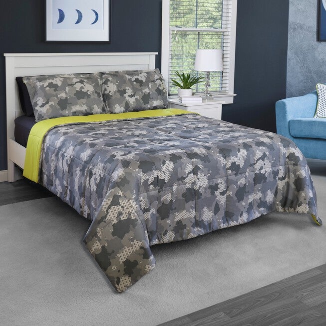 Pixel Camo Microfiber Comforter Set, GREY, hi-res image number null