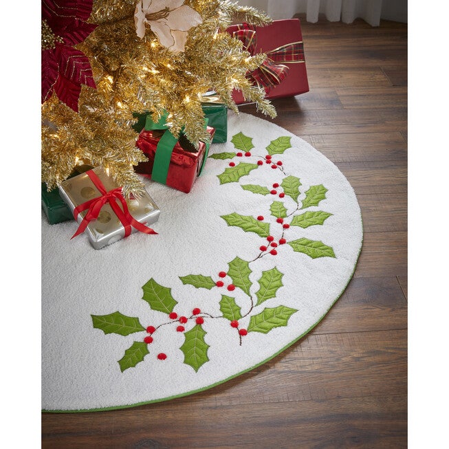 48 inches Faux Tree Skirt, HOLLY, hi-res image number null