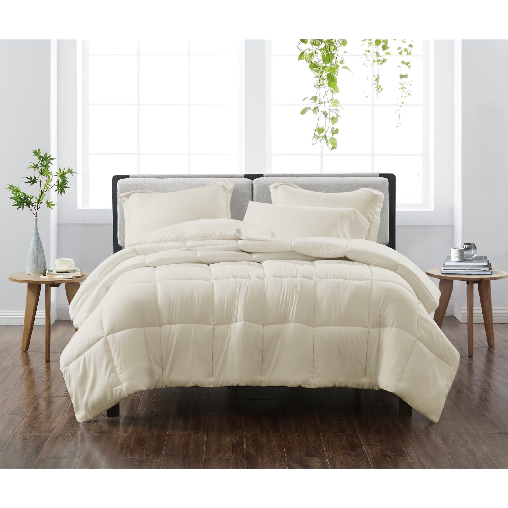 Heritage Solid Comforter Set, IVORY, hi-res image number 0