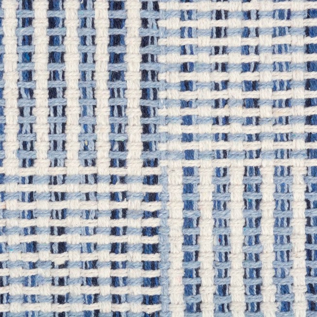 Blue Squares Handwoven Recycled Yarn Rug 2X3 Ft, , on-hover image number null