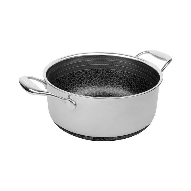 LIVWELL DiamondClad™ 6 Quart Hybrid Nonstick Stainless Steel Stock Pot and Lid, Dishwasher Safe, PFOA-free – Silver/Black, SILVER, alternate image number 3