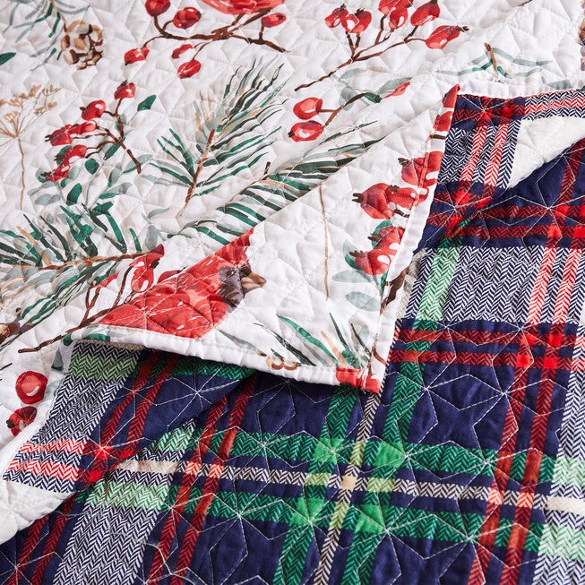 Cardinal Plaid Winter Wonderland Quilt Set, Red, 2-Piece Twin, RED, alternate image number 3