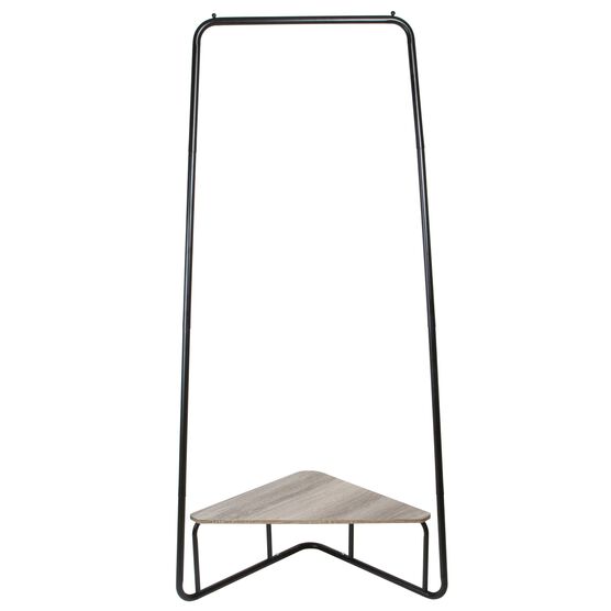 Corner Garment Rack, Matte Black with Wood Grain Laminate Top, , alternate image number null