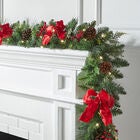 Pre-Lit Classic 9' Garland, GREEN RED, hi-res image number null