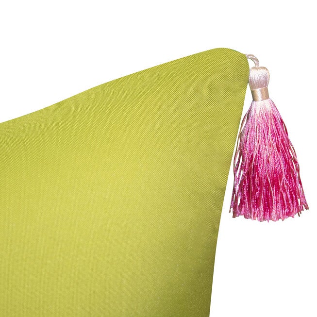 Edie @ Home Indoor/Outdoor Rose Print With Embroidery And Ombre Tassels Decorative Throw Pillow 14X26, Lavender, , alternate image number 5