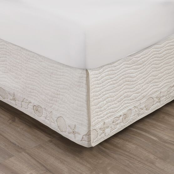 Coastal Seashell Ivory Bed Skirt 18-inch, IVORY, hi-res image number null