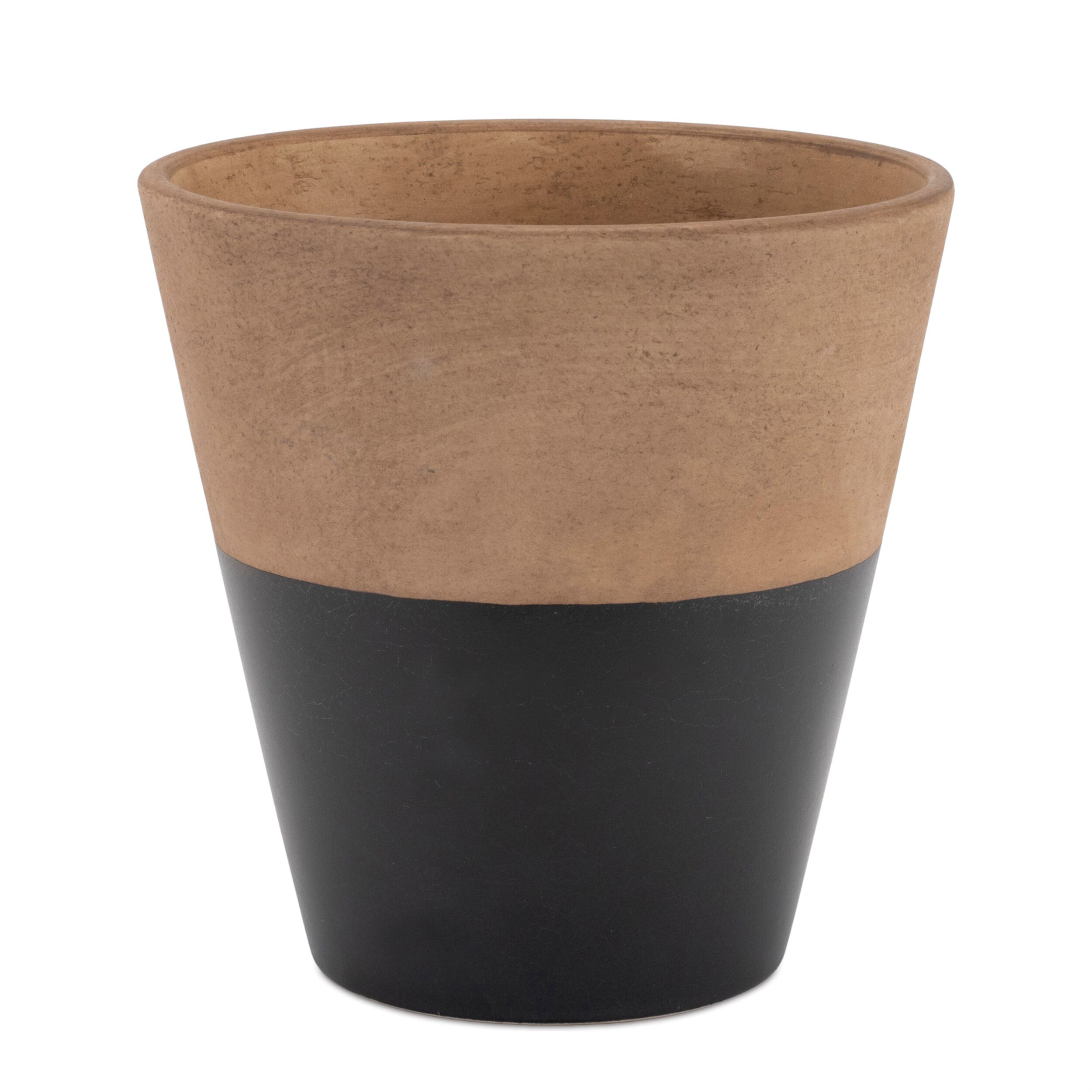 Tapered Two-Tone Planter (Set of 2), BLACK/BROWN, alternate image number 1
