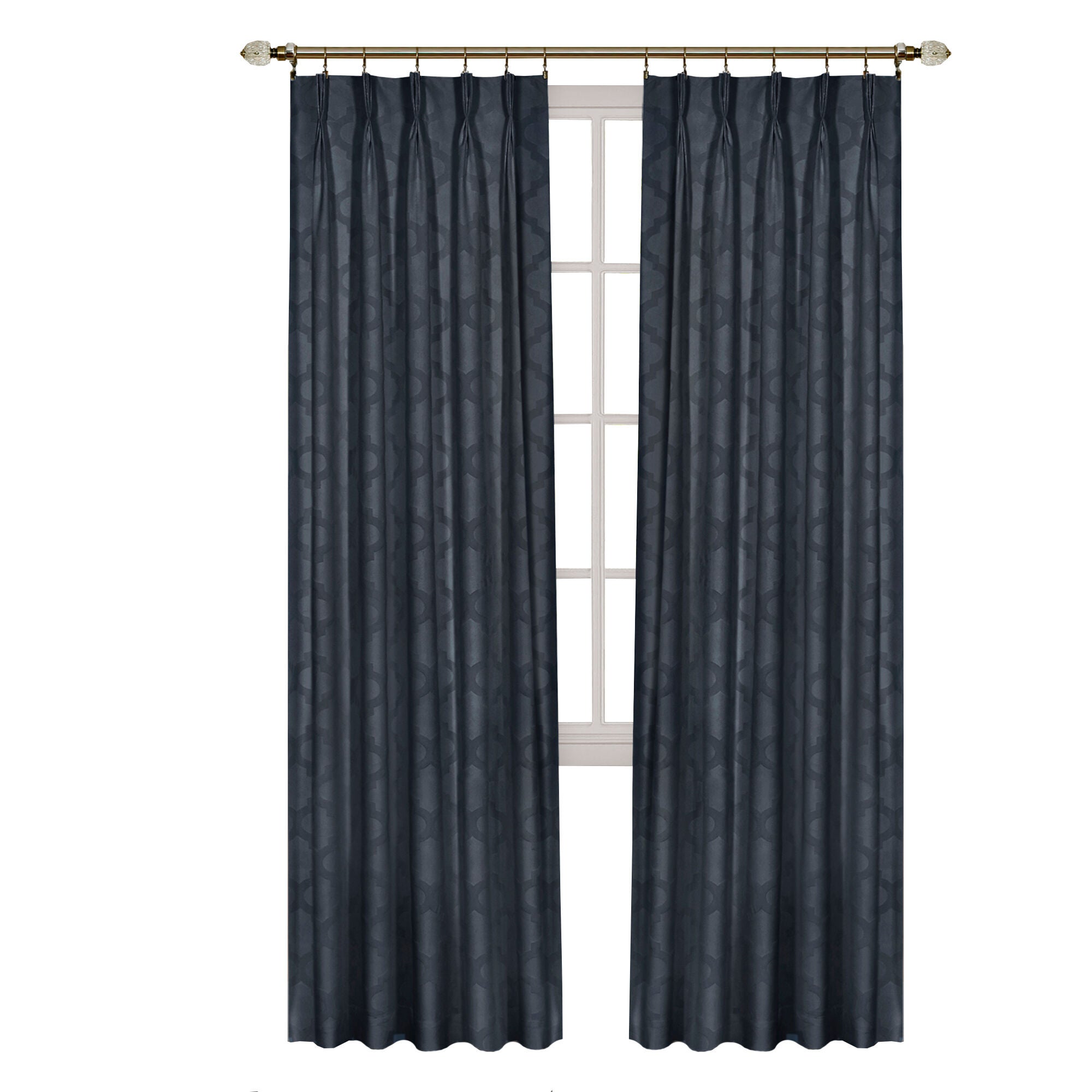Windsor Pinch Pleat Window Curtain Panel, NAVY, alternate image number 1