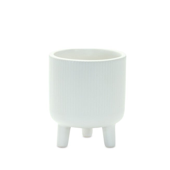 Pot w/Legs (Set of 2) 3.25 inchesD x 4 inchesH, 4.5 inchesD x 5.5 inchesH Dolomite, WHITE, alternate image number 2