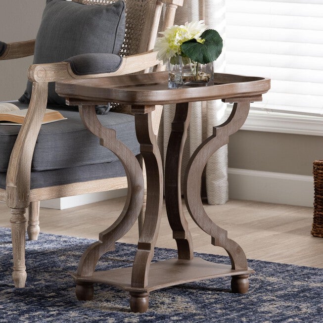 Yannick French Country Antique Brown Wood End Table, ANTIQUE BROWN, hi-res image number 0