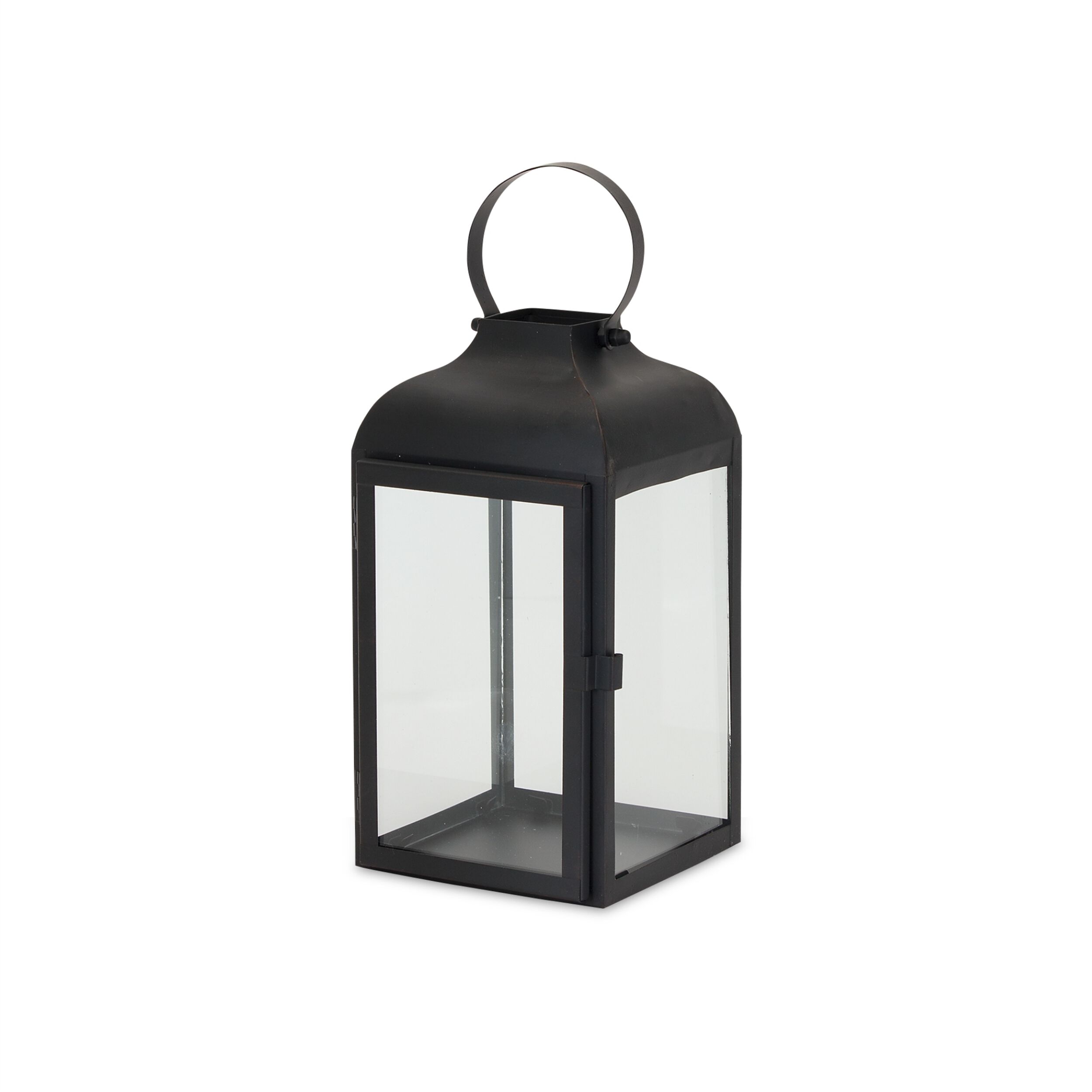 Modern Black Metal Lantern (Set of 2), BLACK CLEAR, alternate image number 4