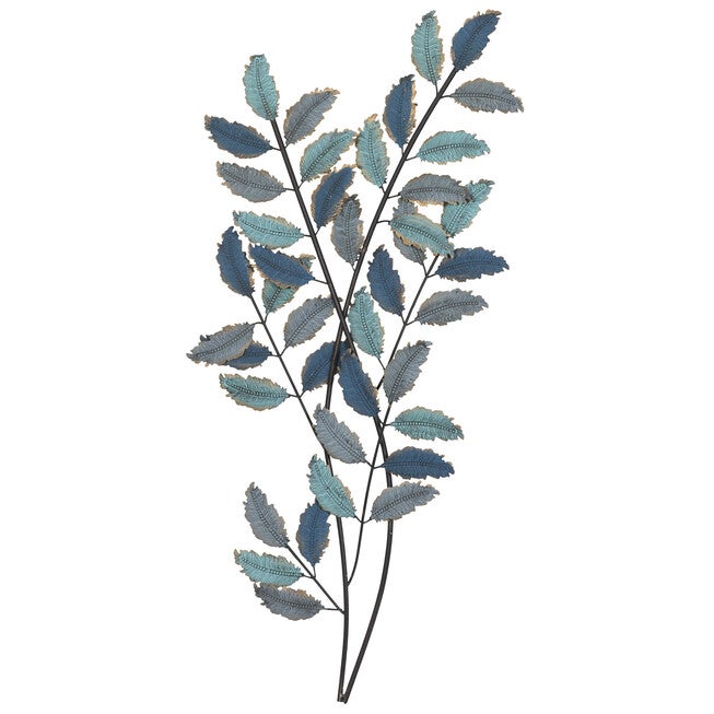 Blue Metal Traditional Floral Wall Decor, BLUE, hi-res image number null