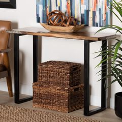 Apio Wood Epoxy Resin Console Table with Glass Inlay