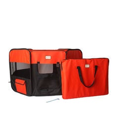 Portable Pet Dog Kitten Playpen In Black And Red Combo
