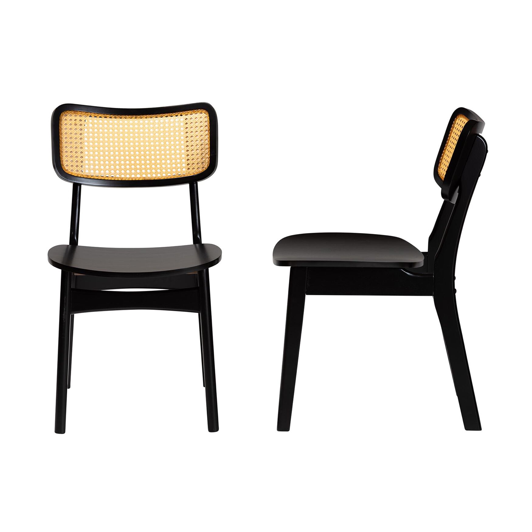 Tafari Mid-Century Modern Walnut Brown Finished Wood and Rattan 2-Piece Dining Chair Set, , alternate image number 14