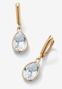 Gold over Sterling Silver Drop EarringsPear Cut Simulated Birthstones