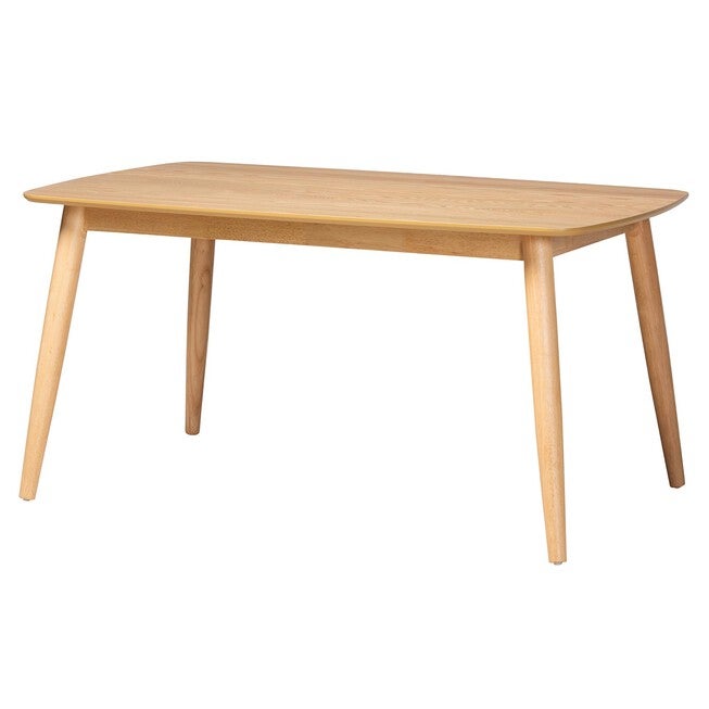 Flora Mid-Century Modern Black Finished Wood Dining Table, NATURAL OAK, hi-res image number 0