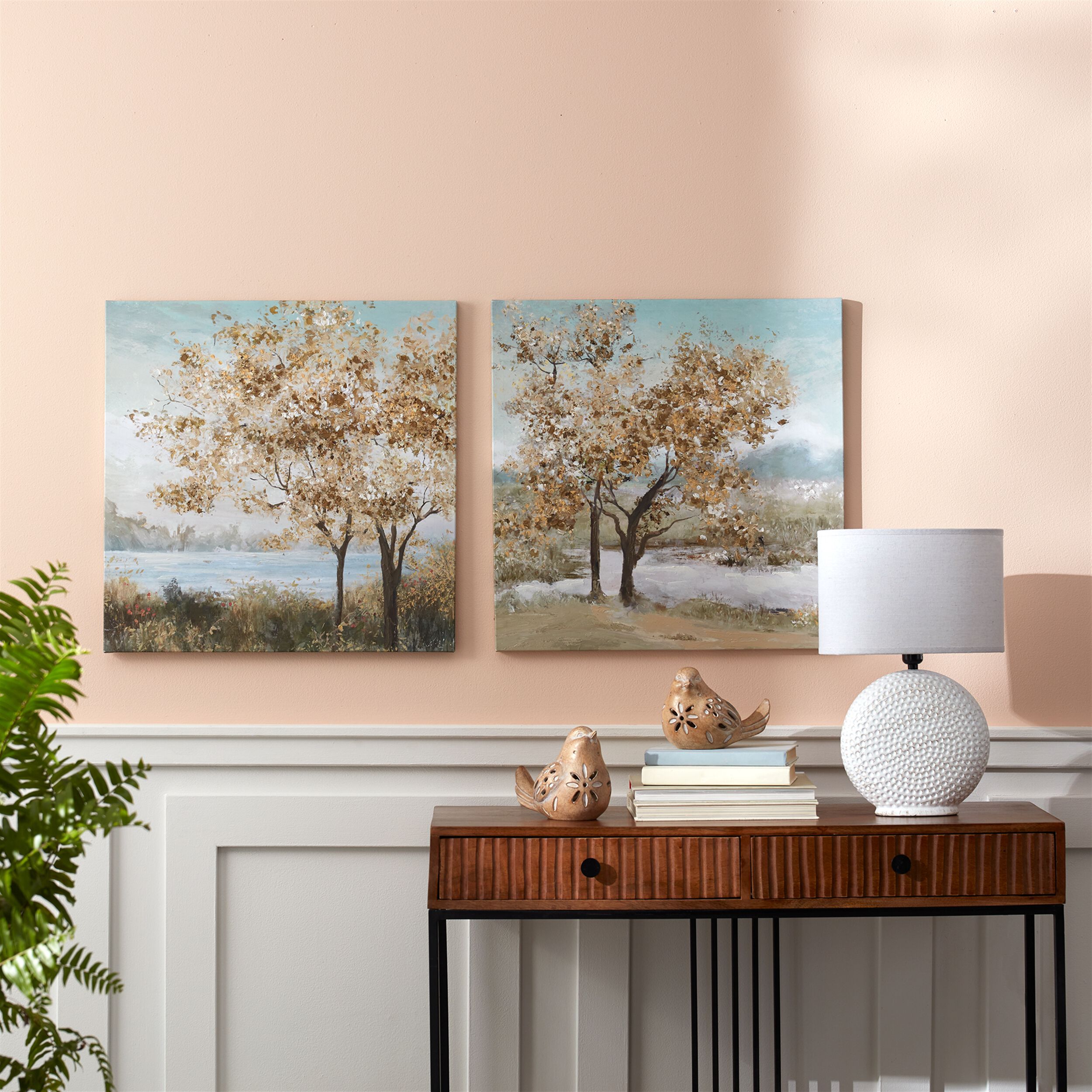 Framed Tree Canvas Art (Set of 2), BLUE BEIGE, alternate image number 3