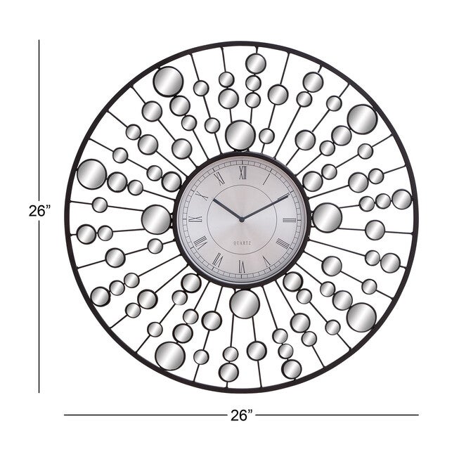 Black Glam Metal Wall Clock, , alternate image number null