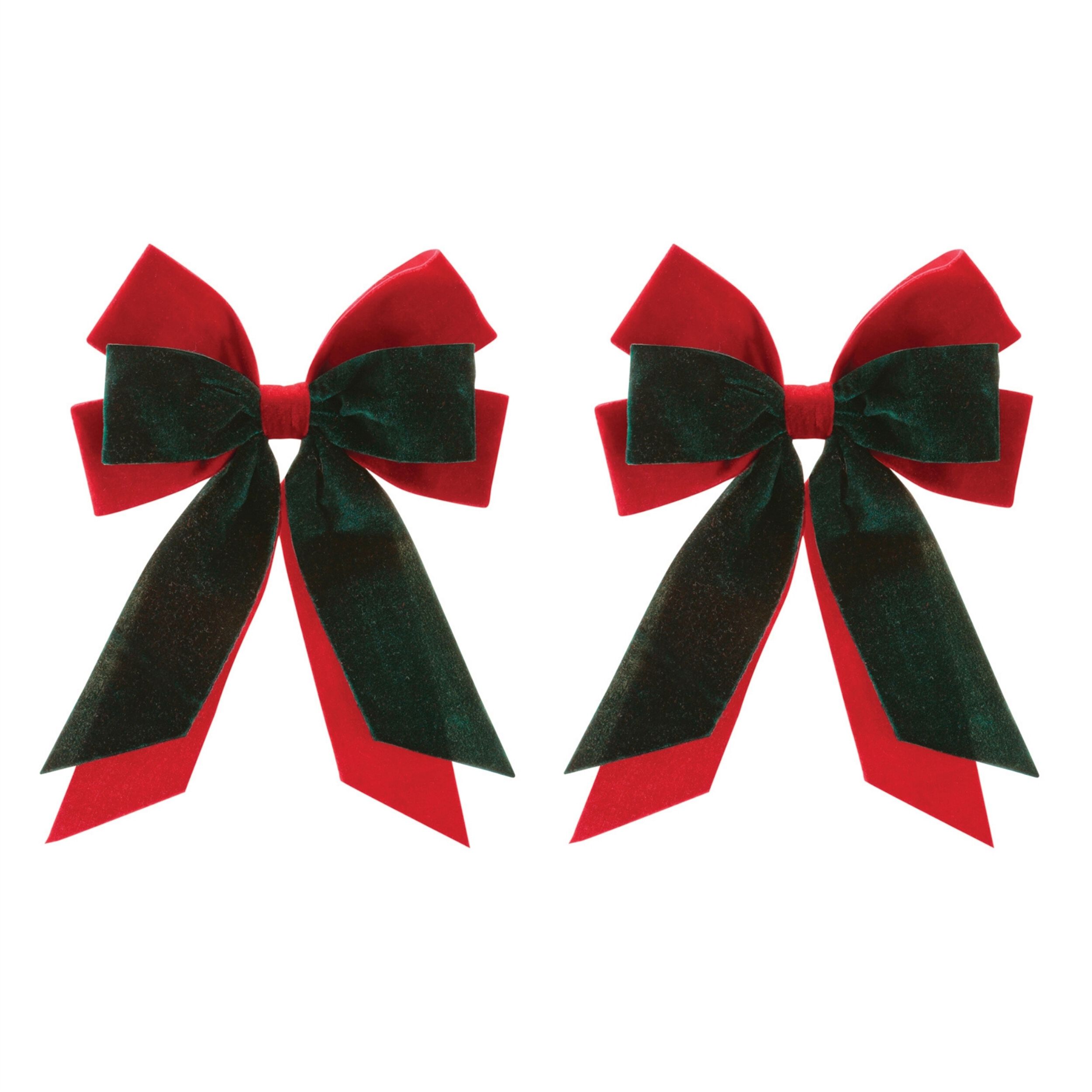 Double Bow Ornament (Set of 2), RED GREEN, alternate image number 2