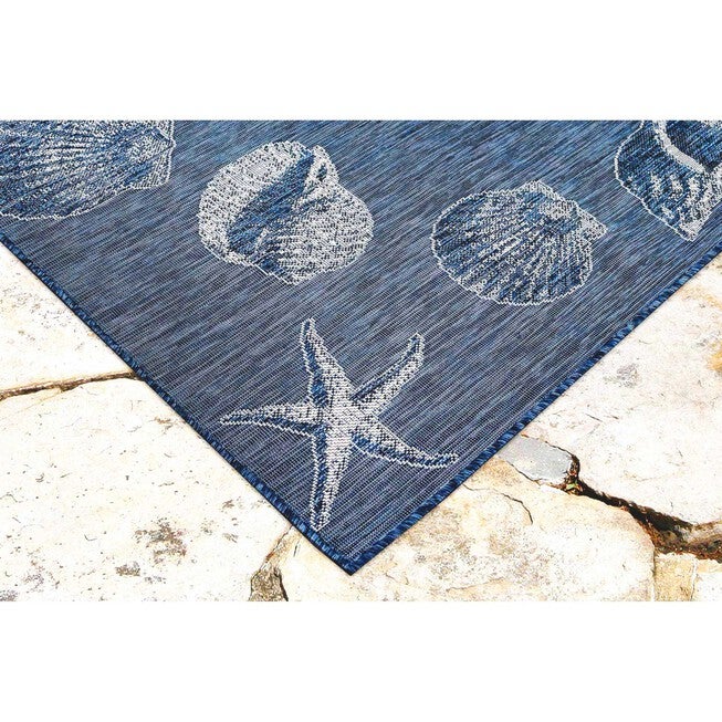 Liora Manne Carmel Shells Indoor/Outdoor Rug Aqua 23 inchesX7 feet 6 inches, , alternate image number null