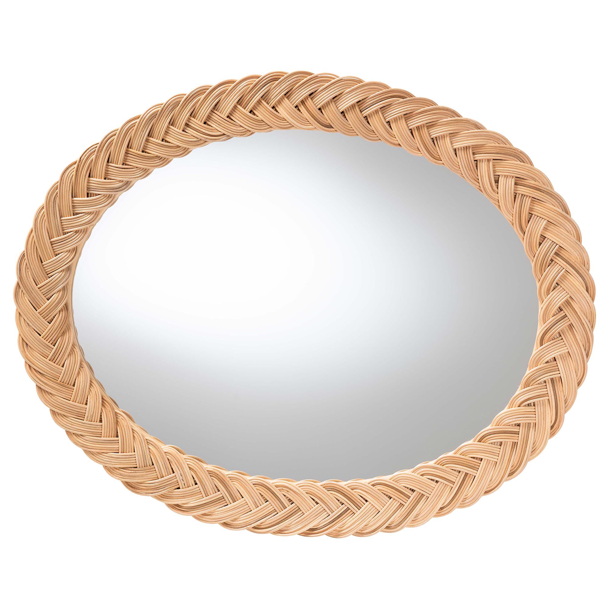 Nara Natural Rattan Wall Mirror - Oval, HONEY, alternate image number 1