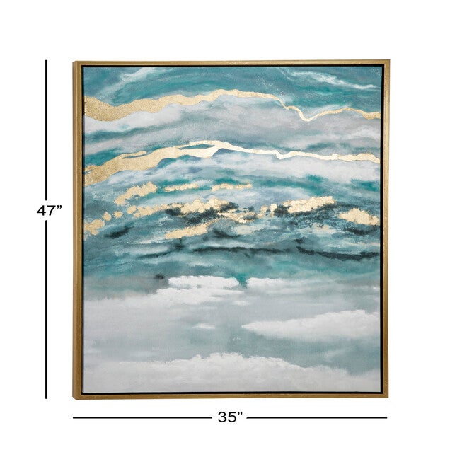 Blue Abstract Canvas Wall Art Framed Wall Art, , alternate image number null