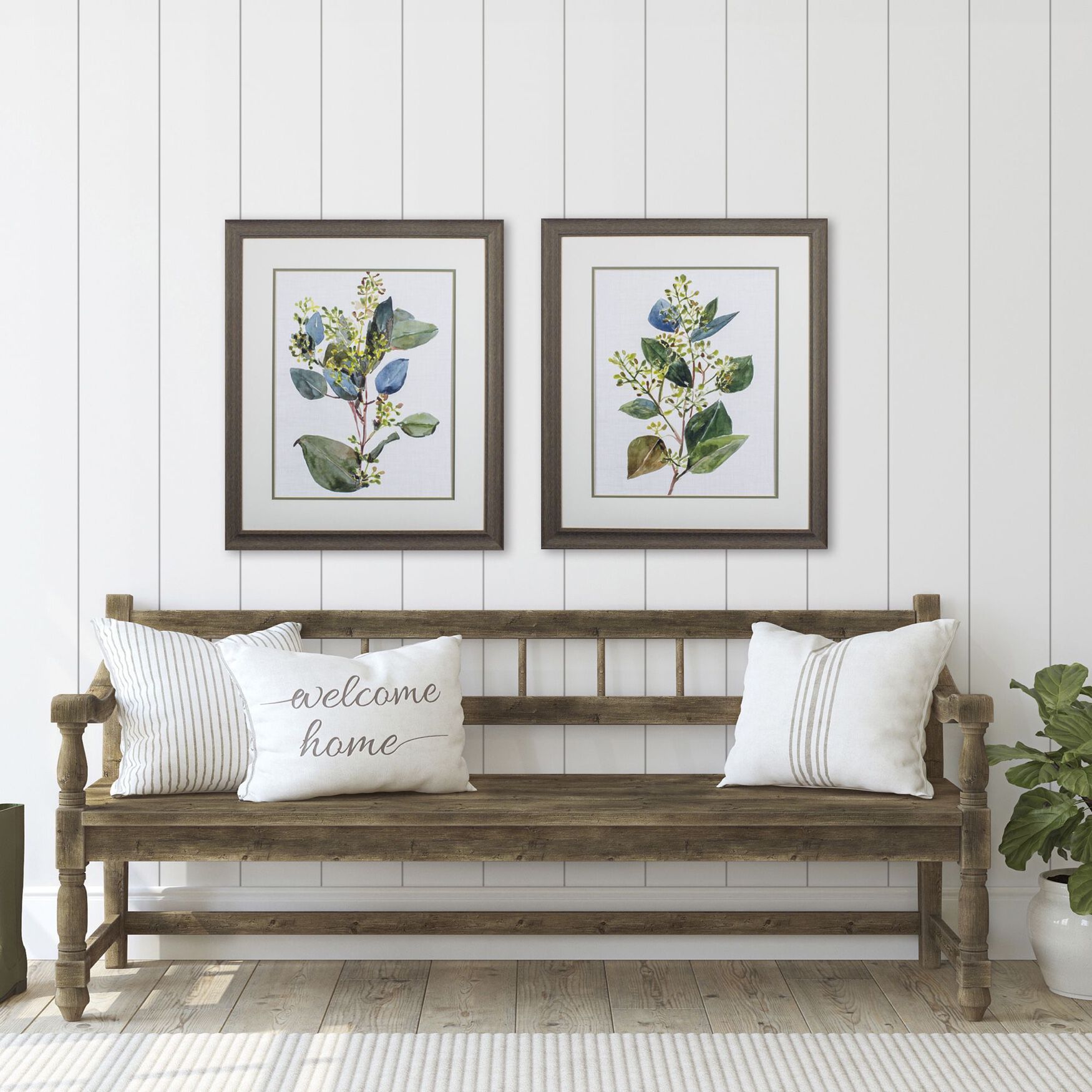 Seeded Eucalyptus Framed Wall D&eacute;cor, Set Of 2, , on-hover image number 1