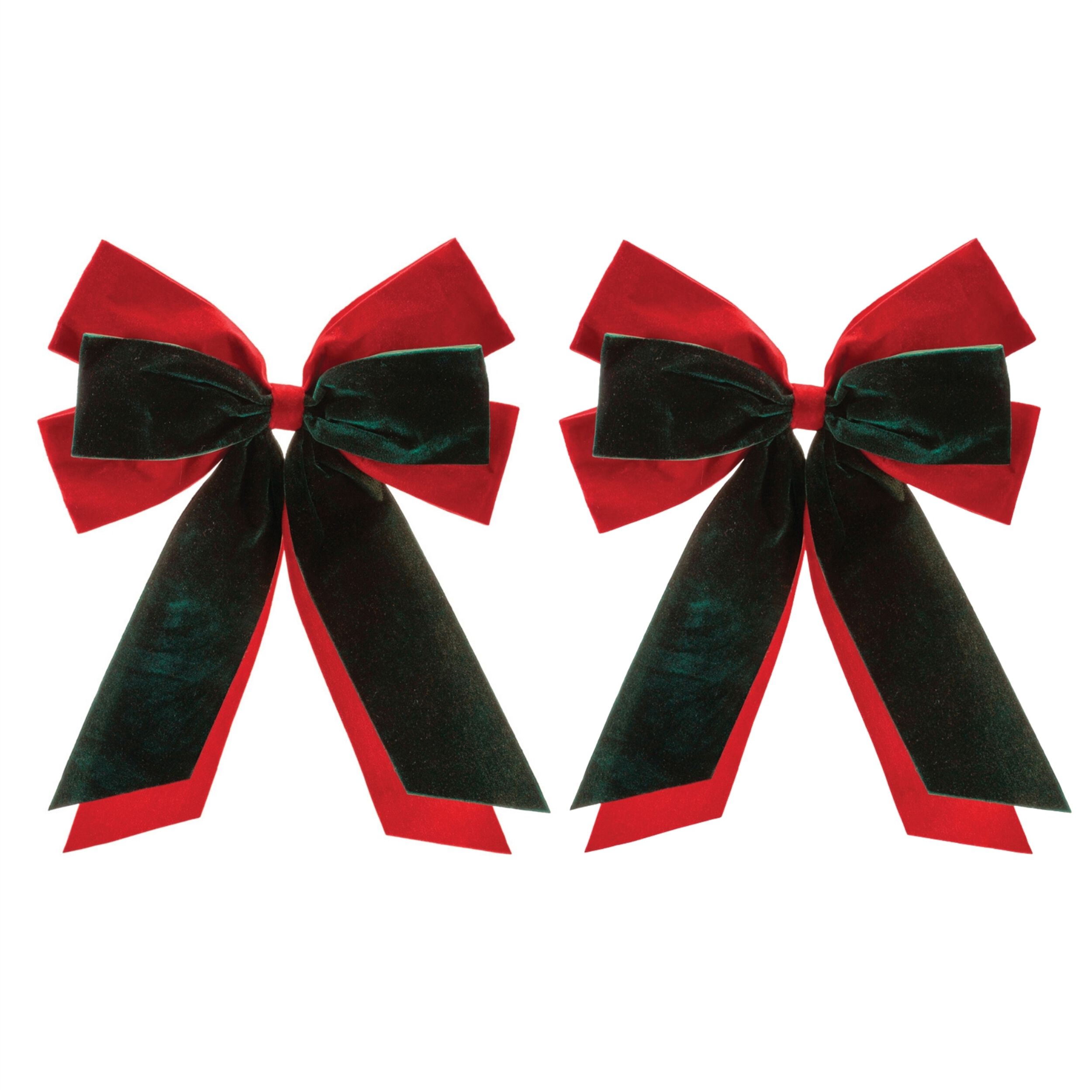 Double Bow Ornament (Set of 2), RED GREEN, alternate image number 2