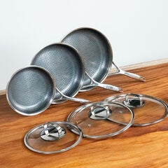 LIVWELL DiamondClad™ 6pc Hybrid Nonstick Stainless Steel Frying Pan Set, Dishwasher Safe, PFOA-free