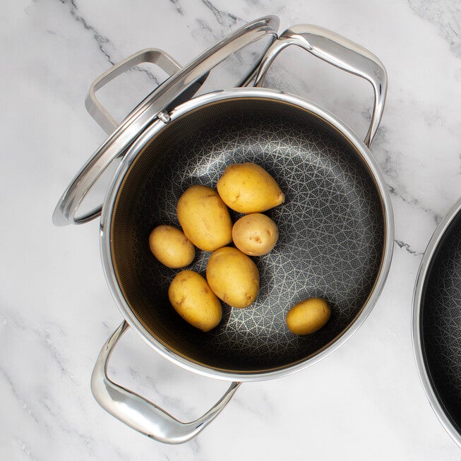 LIVWELL DiamondClad™ 3 Quart Hybrid Nonstick Stainless Steel Stock Pot and Lid, Dishwasher Safe, PFOA-free – Silver/Black, SILVER, alternate image number 4