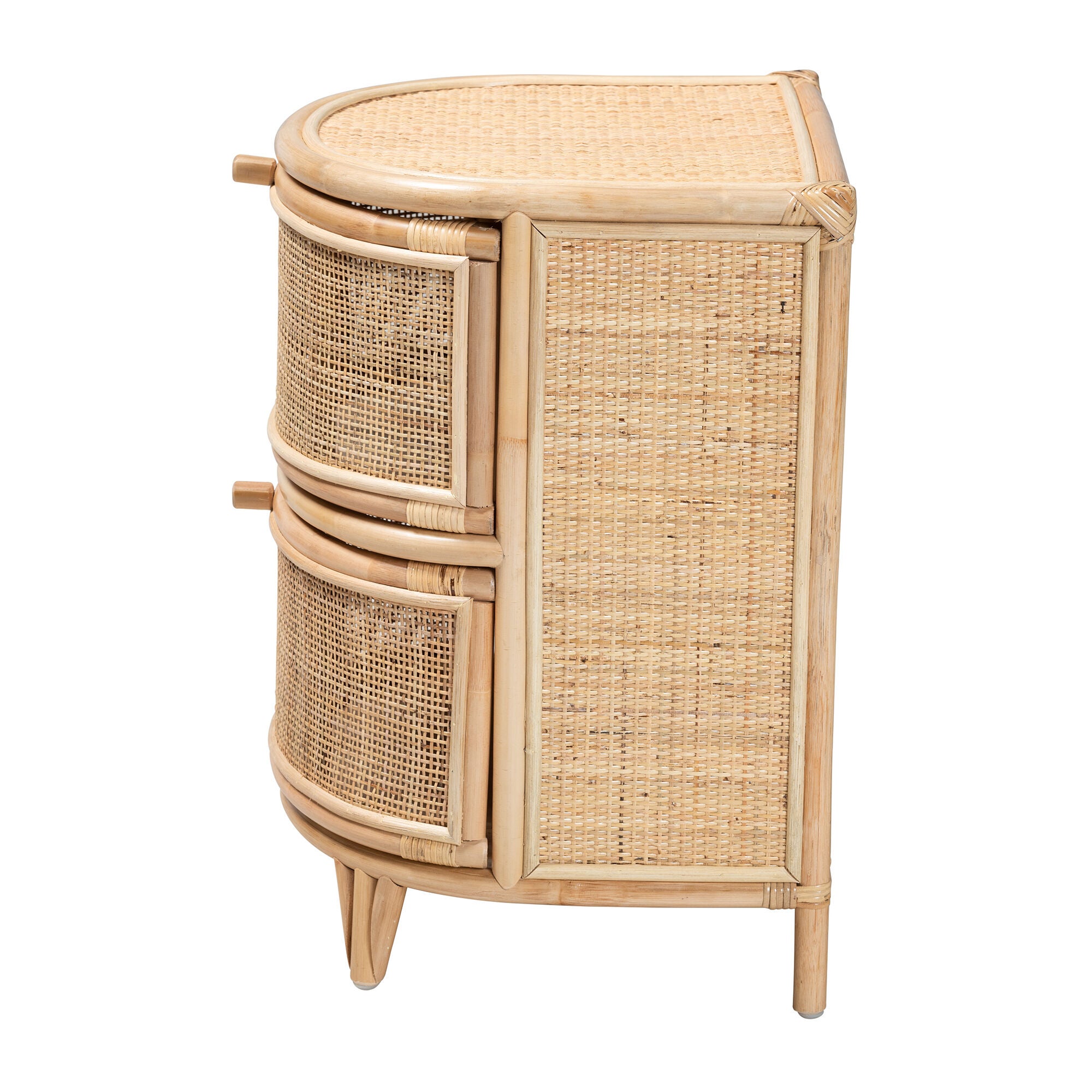 Oleta Modern Bohemian Natural Brown Rattan 2-Drawer Nightstand, NATURAL BROWN, alternate image number 5