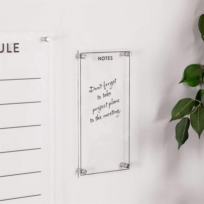 Acrylic Dry Erase Notes Board 13 inchesH, WHITE, alternate image number null