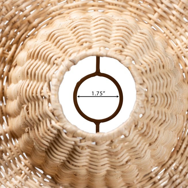 Lavada Bohemian Natural Scalloped Rattan Pendant Lampshade, NATURAL, alternate image number null
