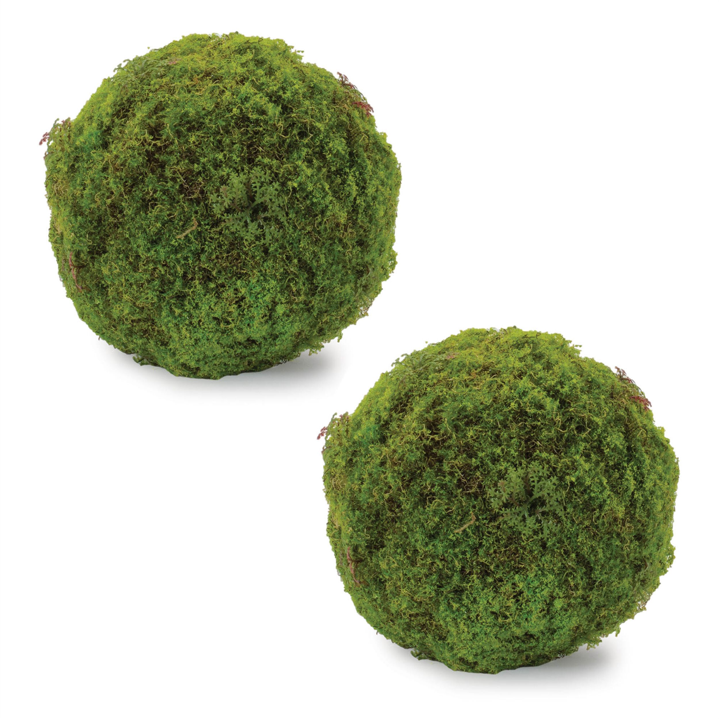 Faux Moss Orb Set of 2, GREEN, alternate image number 1